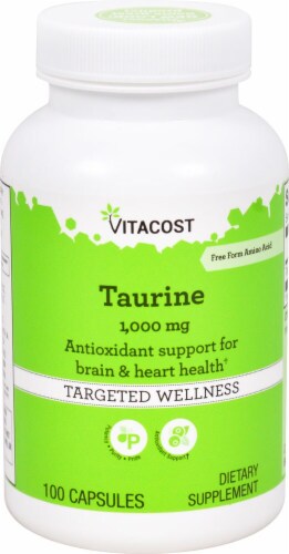 Vitacost Taurine Capsules 1000mg Perspective: front