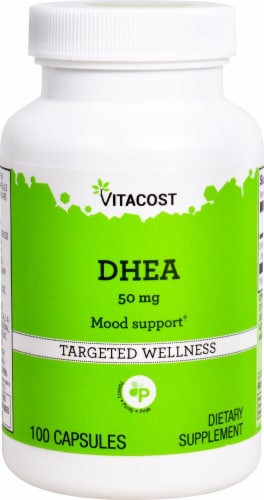 Vitacost DHEA Targeted Wellness Capsules 50mg Perspective: front