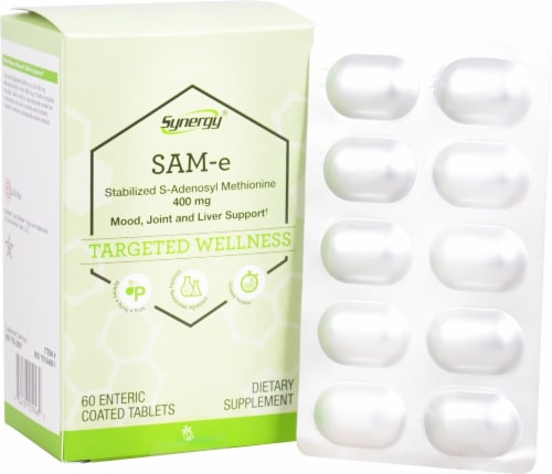 Vitacost Synergy SAM-e Dietary Supplement Enteric Coated Tablets 400mg Perspective: front