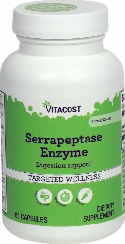 Vitacost Serrapeptase Enzyme Enteric Coated Dietary Supplement Capsules Perspective: front