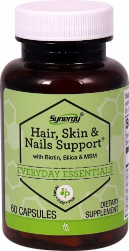 Vitacost Synergy Everyday Essentials Hair Skin & Nails Support Capsules Perspective: front