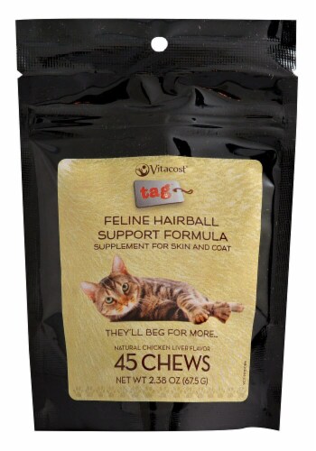 Vitacost Tag Feline Chicken Liver Flavor Hairball Support Formula Chews Perspective: front