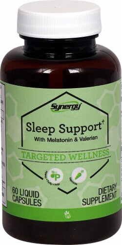 Vitacost Synergy Sleep Support with Melatonin & Valerian Sleep Supplement Perspective: front