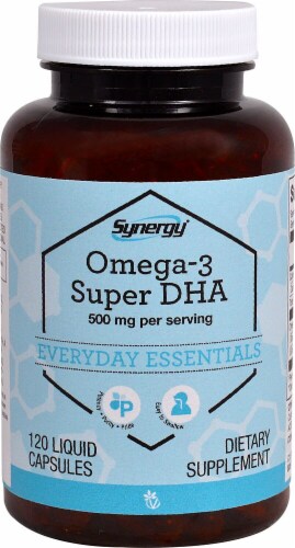 Vitacost Synergy Omega-3 Super DHA Dietary Supplement Liquid Capsules Perspective: front
