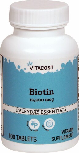Vitacost Biotin Tablets 10000mcg Perspective: front