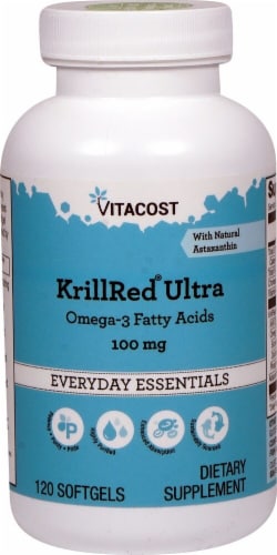 Vitacost KrillRed Ultra Omega-3 Fatty Acids Softgels 100mg Perspective: front
