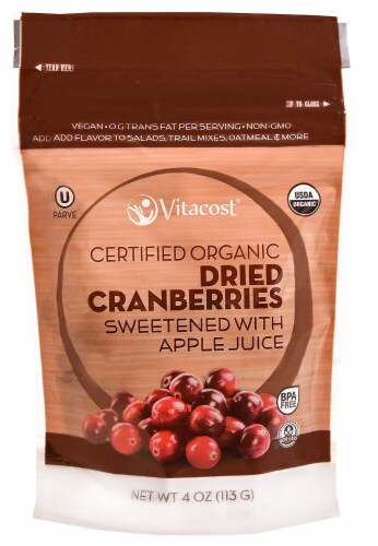 Vitacost Certified Organic Dried Cranberries Perspective: front