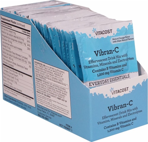 Vitacost Vibran-C Natural Orange Effervescent Drink Mix 1200mg Perspective: front