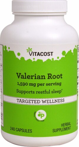 Vitacost Valerian Root Herbal Supplement Capsules 1590mg Perspective: front