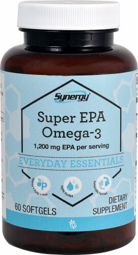 Vitacost Synergy Super EPA Omega-3 Dietary Supplement Softgels 1200mg Perspective: front