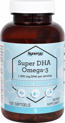 Vitacost Synergy Super DHA Omega-3 Dietary Supplement Softgels 1000mg Perspective: front