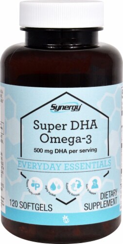 Vitacost Synergy Super DHA Omega-3 Dietary Supplement Softgels 500mg Perspective: front