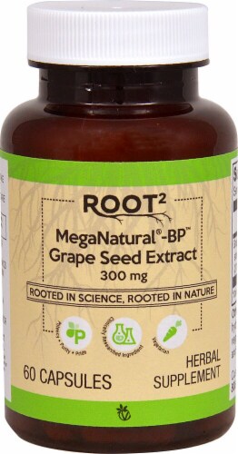 Vitacost ROOT2 MegaNatural BP Grape Seed Extract Capsules 300mg Perspective: front