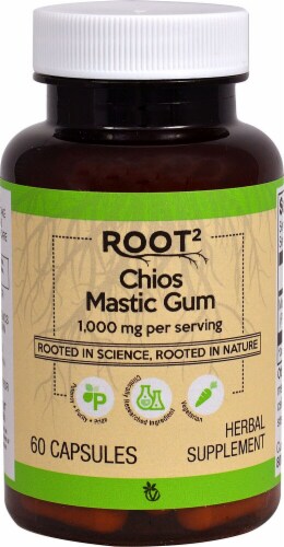 Vitacost ROOT2 Chios Mastic Gum Herbal Supplement Capsules 1000mg Perspective: front