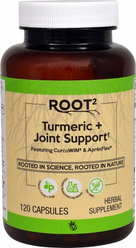 Vitacost ROOT2 Turmeric + Joint Support Capsules Perspective: front