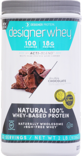 Designer Whey Double Chocolate Protein Powder Perspective: front