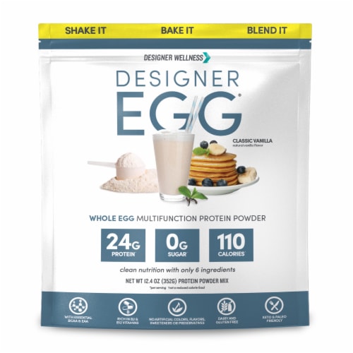 Designer Egg® Classic Vanilla Protein Powder Perspective: front