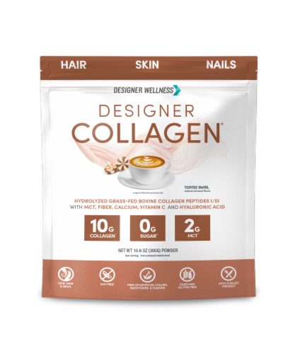 Designer Whey Designer Wellness Toffee Swirl Designer Collagen Protein Powder Perspective: front