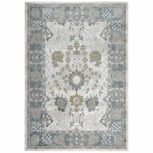 Alora Decor Elect 8' x 10' Ivory/Blue/Brown/Gray Power-Loomed/Hybrid Area Rug Perspective: front