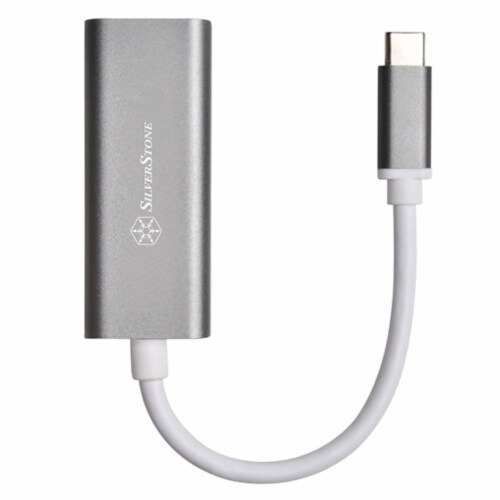 USB 3.1 Type-C Gen1 to RJ45 Gigabit Ethernet network adapter, charcoal Perspective: front