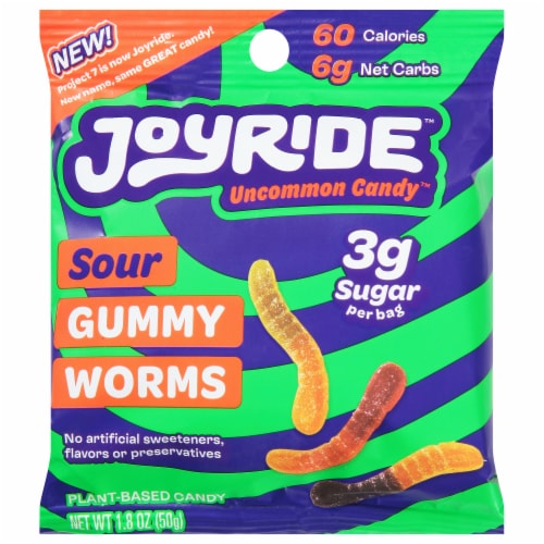 Project 7 Sour Worms Gummy Candy Perspective: front