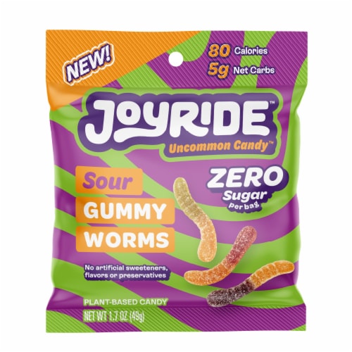 Joyride™ Zero Sugar Sour Gummy Worms Perspective: front