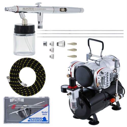 Siphon Feed Airbrush Set with Twin Cylinder Piston Airbrush