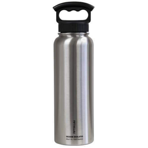 Icy-Hot Hydration V40006SS0 40 oz Stainless Steel Vacuum Insulated Bottle - 3 Finger Grip Lid Perspective: front