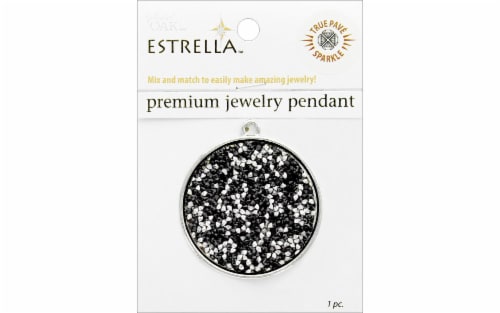 Solid Oak Estrella Pendant Rd Pave Disc Slvr Perspective: front