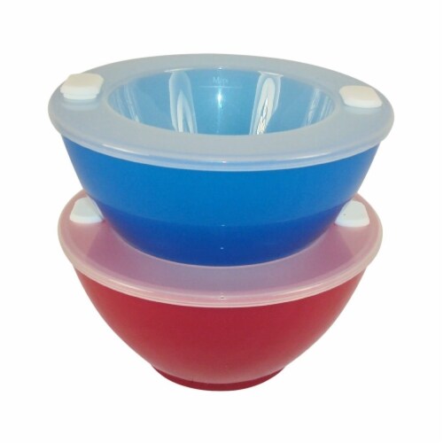 As Seen On Tv Hotn Cold Food Storage Bowls, Red & Blue - Set of 2 Perspective: front