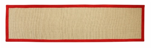 Feizy Bordered Jute Accent Rug - Beige/Red Perspective: front