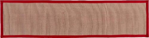 Feizy Bordered Jute Floor Runner - Beige/Red Perspective: front