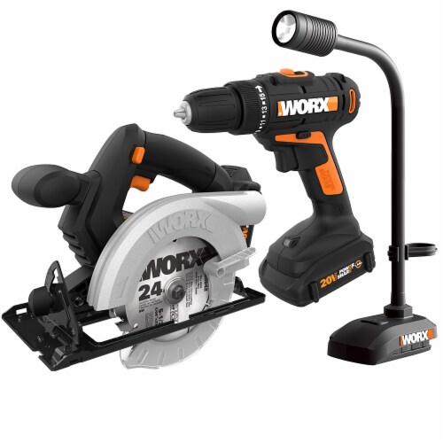 Worx WX959L 3pc Combo Kit w 20V Drill Circ Saw and Flex Light 1 x 1.5Ah Battery EA Kroger