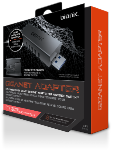 bionik Nintendo Switch Giganet Adapter Perspective: front