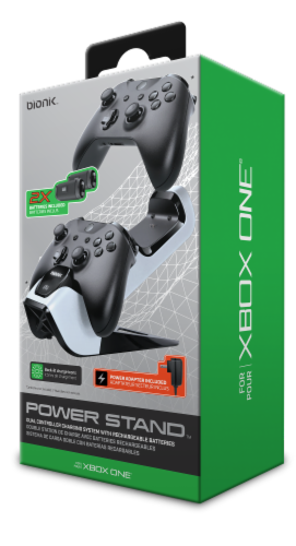 dreamGEAR Dual Xbox One Power Stand Rechargeable Battery And Charging System Perspective: front