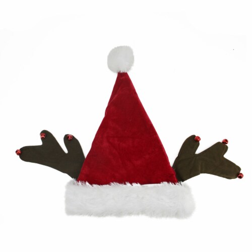 Northlight Red and Brown Reindeer Antlers Santa Hat Unisex Adult Christmas Costume Accessory, 1 