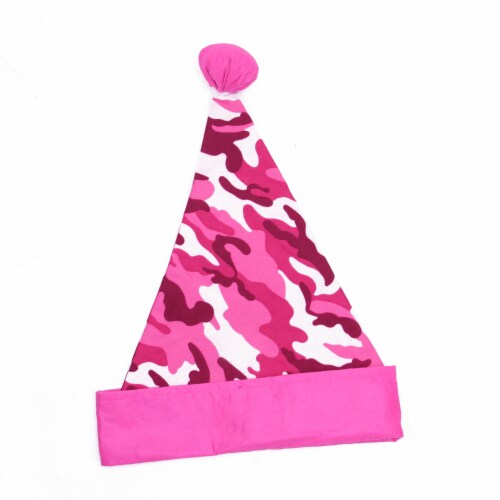 Northlight 16  Pink and White Camouflage Christmas Santa Unisex Adult Hat Costume Accessory - Perspective: front