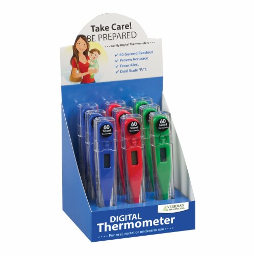 Veridian Handheld Fahrenheit / Celsius Digital Thermometer Display Kit 08-302VC, 96 Ct Perspective: front