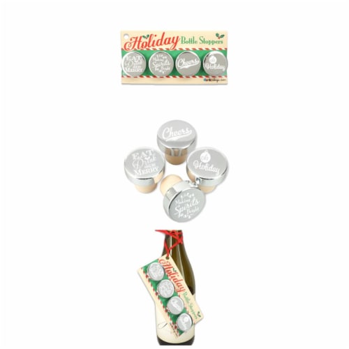 Ducky Days 1.25x1.25 in. Dia. Nice Holiday Silver Aluminum Top Bottle Stoppers Perspective: front