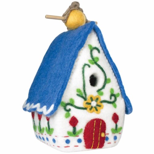 Wild Woolies Handmade Felt Heidi Chalet Birdhouse Perspective: front