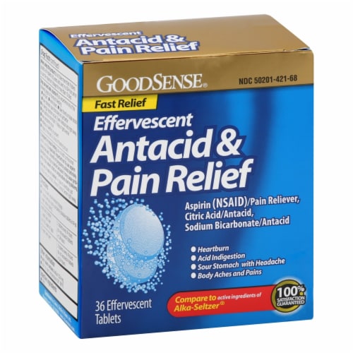 GoodSense® Effervescent Antacid Asprin Pain Relief Tablets Perspective: front