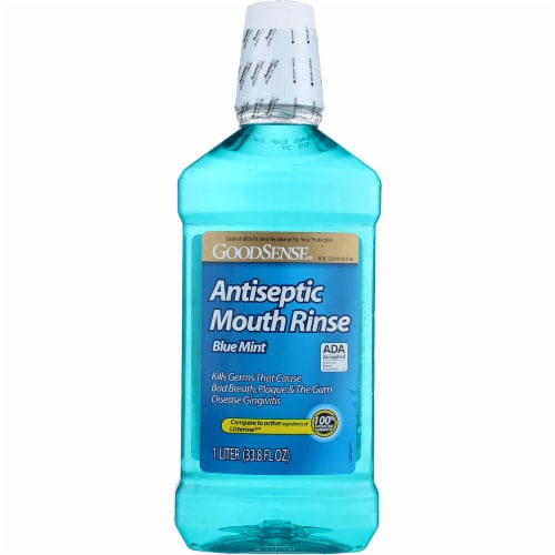 GoodSense Antiseptic Mouth Rinse, Blue Mint, 1 L Perspective: front