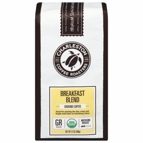 Charleston Coffee Roasters Breakfast Blend Medium Roast Organic Ground Coffee