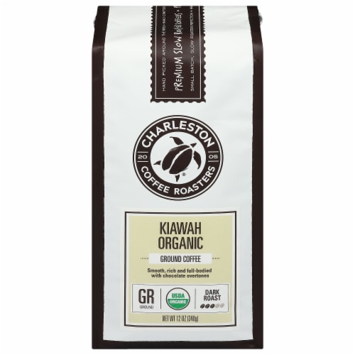 Charleston Coffee Roasters Kiawah Organic Dark Roast Ground Coffee Perspective: front