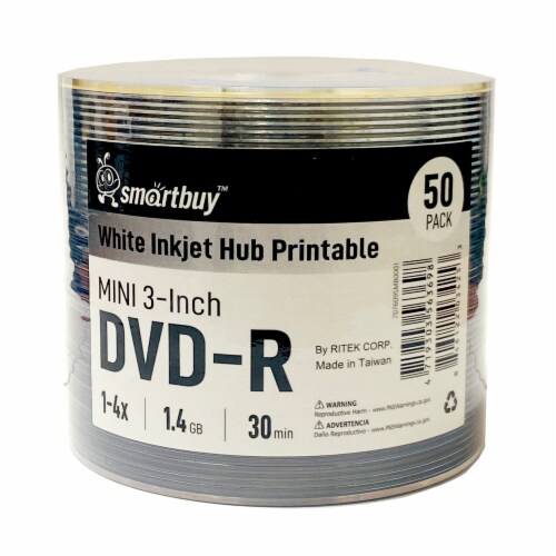 50 Pack Smartbuy Mini DVD-R 3 inch 8cm 4X 1.4 GB 30 Min Blank