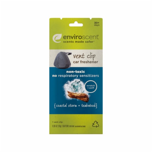 Enviroscent Coastal Storm + Teakwood Car Freshener Vent Clip Perspective: front