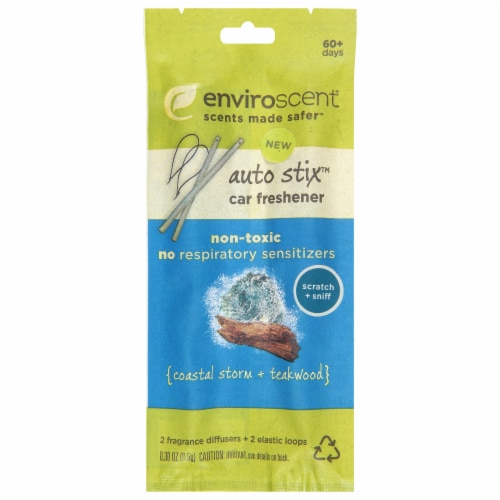 Enviroscent Auto Stix Coastal Storm + Teakwood Car Freshener Perspective: front