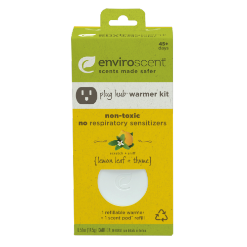 Enviroscent Plug Hub Lemon Leaf and Thyme Scent Pod Warmer Kit Perspective: front
