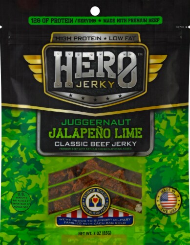 Hero Juggernaut Jalapeno Lime Classic Beef Jerky Perspective: front