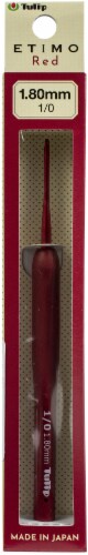 Tulip Etimo Red Crochet Hook W/ Cushion Grip-Size 1/1.80mm Perspective: front